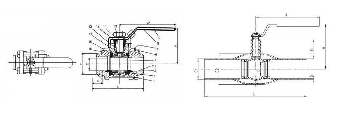 焊接球閥結(jie)構圖 焊接球閥結(jié)構圖
